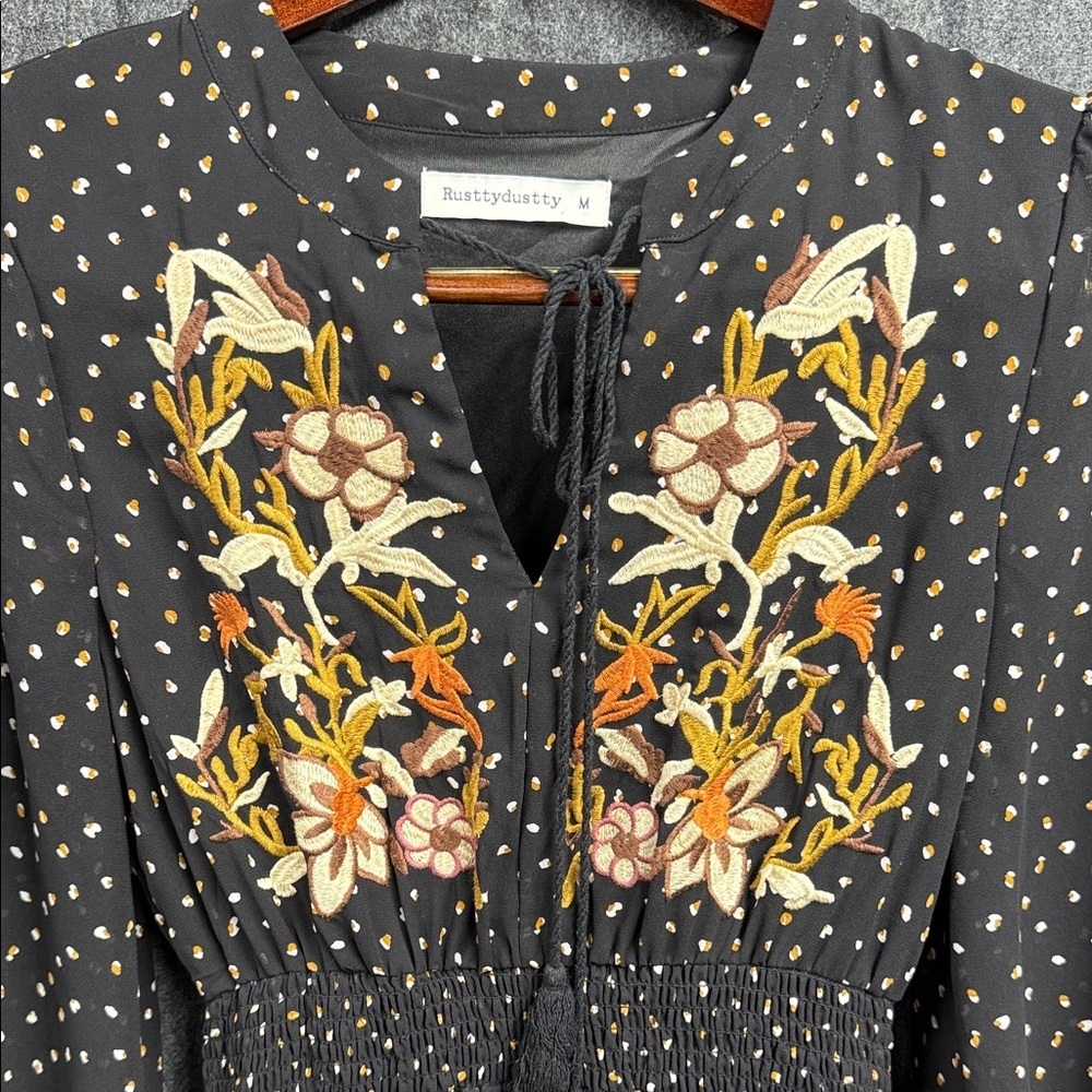 Russtydustty Elegant Black Floral Long Sleeve Dress - Picture 3 of 6